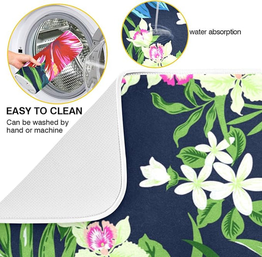 Tarity Colorful Tropical Flowers Dish Drying Mat - Image 2