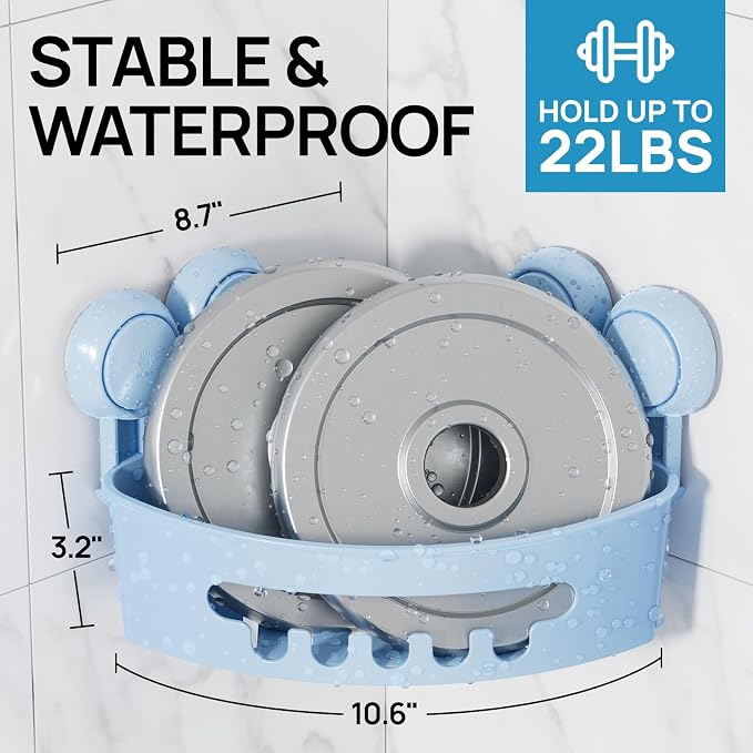 LEVERLOC Corner Shower Caddy Suction Cup, Shower Caddy Basket Powerful Suction - Image 3