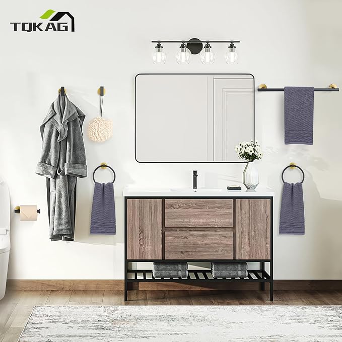 TQKAG Black and Gold Bathroom Hardware Set 6-Piece Bathroom Accessory Set 23.6 - Image 7