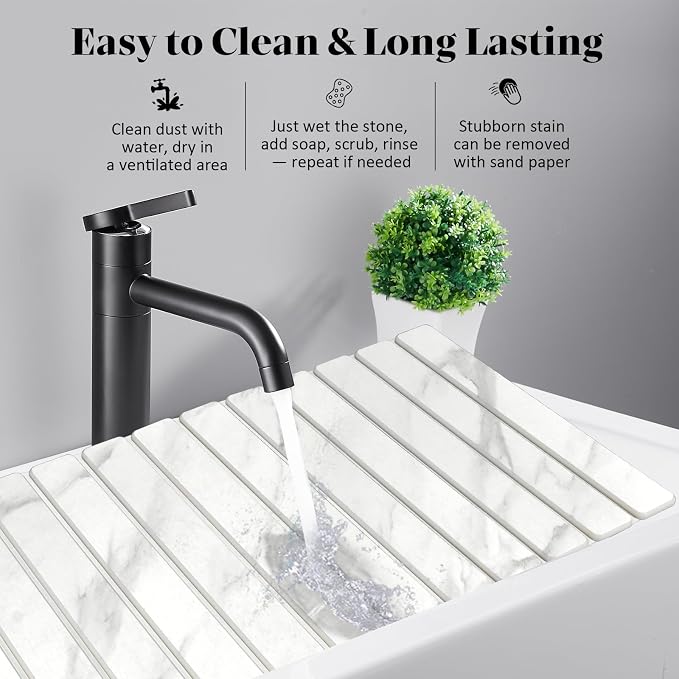 Large Stone Dish Drying Mats for Kitchen Counter, Collapsible Quick Drying Dish - Image 5