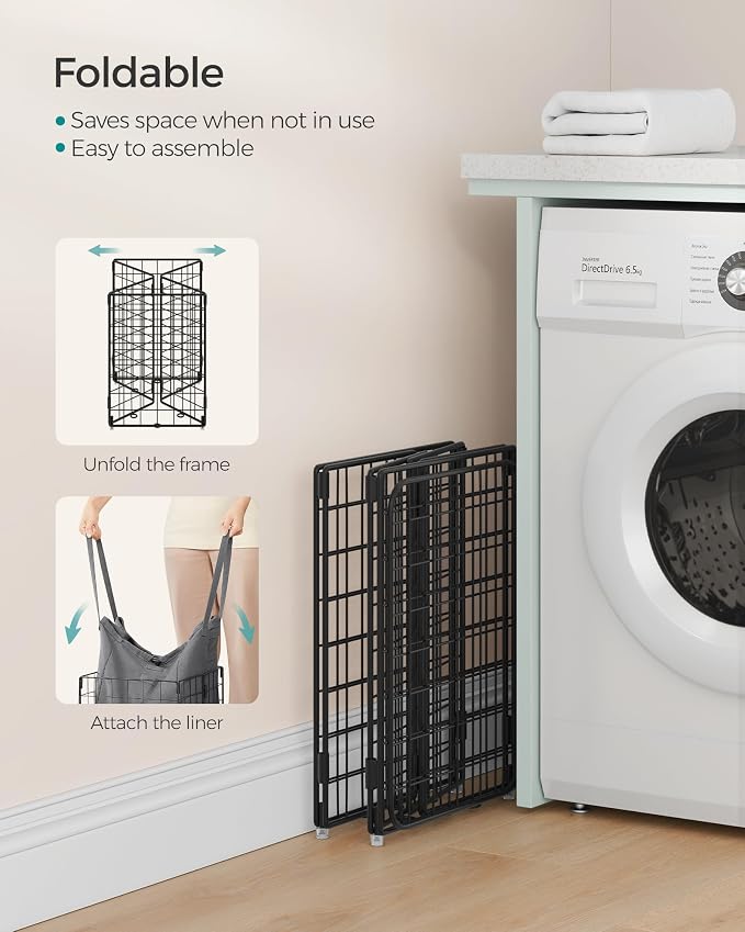SONGMICS Laundry Hamper, 11 Gal. Laundry Basket, Collapsible Clothes Hamper - Image 6
