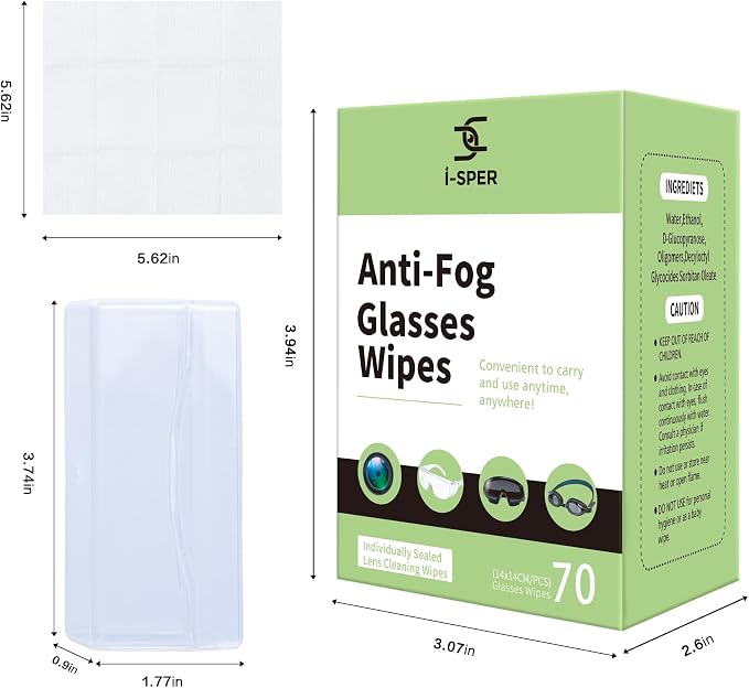 70 Count Anti Fog Lens Wipes for Eyeglasses, Pre-Moistened Individual Wrapped - Image 3
