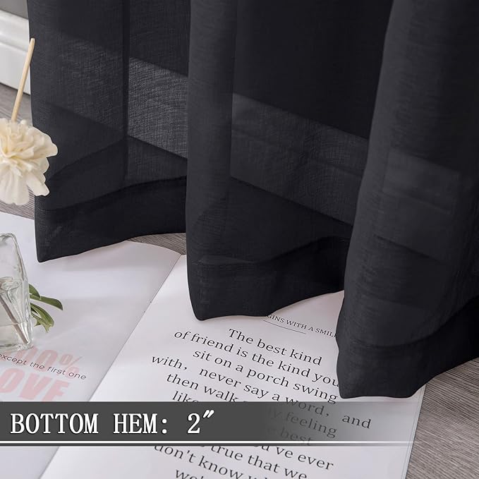 Tollpiz Short Sheer Curtain Linen Textured Living Room Curtains Sheer Light - Image 4