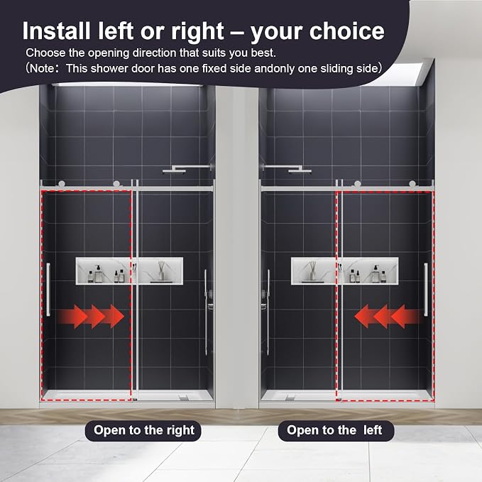 Luxury Soft-Closed Frameless Sliding Shower Door, 58–60" W x 76" H, 3/8" - Image 6