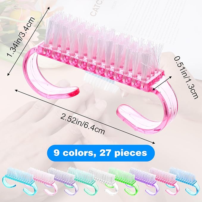 27 PCS Handle Grip Nail Brushes Colorful Small Fingernail Brushes Mini Hand - Image 2