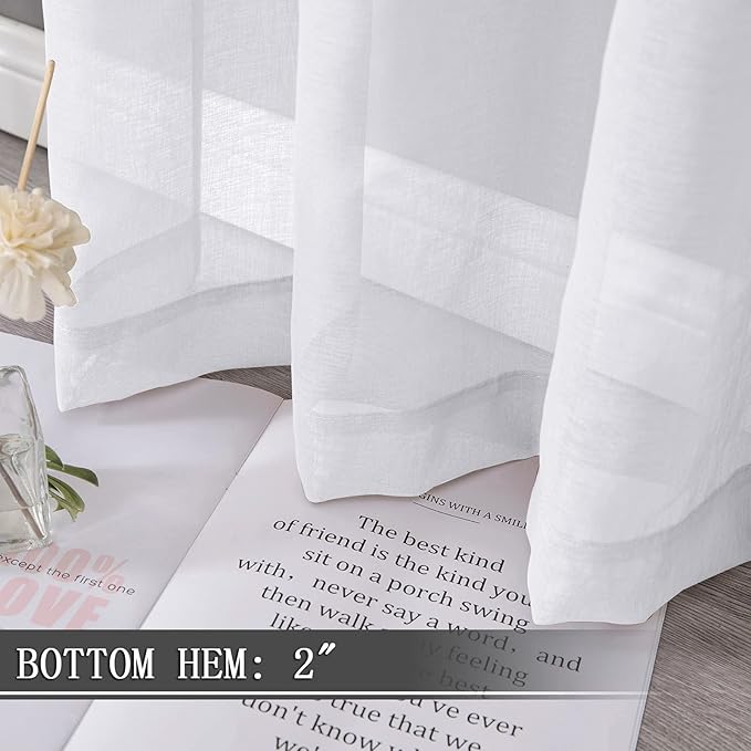 Tollpiz Sheer Curtain Linen Textured Living Room Curtains Sheer Light Filtering - Image 4