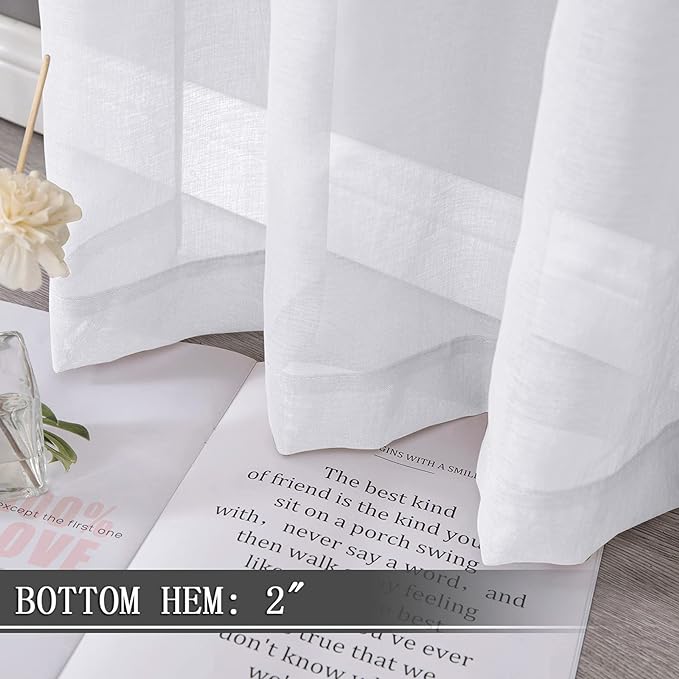 Tollpiz Short Sheer Curtain Linen Textured Living Room Curtains Sheer Light - Image 4