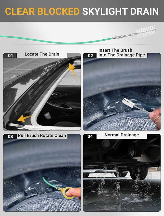 Upgraded Auto Sunroof Drain Cleaning Tool, 120 Inch Long Flexible Drain Brush - Image 4