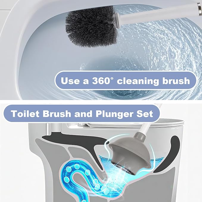 Toilet Brush and Plunger Set 4 in 1 Toilet Brush and Holder - Image 5
