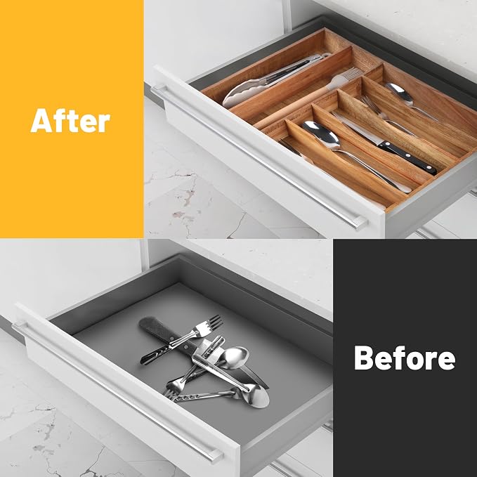 Kitchen Acacia Silverware Organizer - Image 2