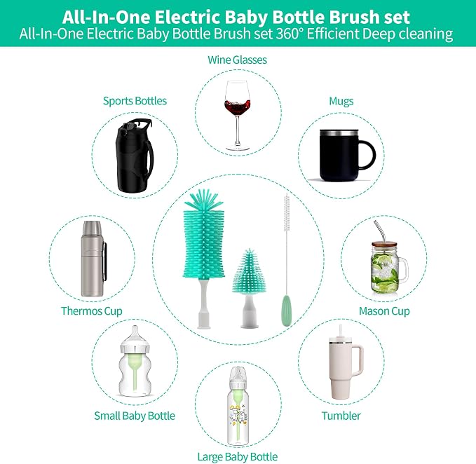 Electric Bottle Brush Cleaner, Portable Electric Baby Bottle Brush Cleaner - Image 5