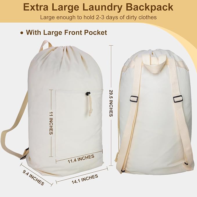Laundry Bag Backpack, Canvas Laundry Bag - Image 4