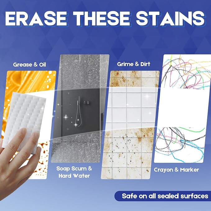Magic Sponge Eraser, Tex-10 Scrub Melamine Sponges, Heavy Duty No Scratches - Image 5