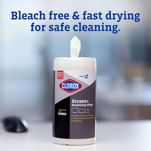 CloroxPro Clorox Screen+ Sanitizing Wipes, Bleach Free Cleaning Wipes, Citrus - Image 6