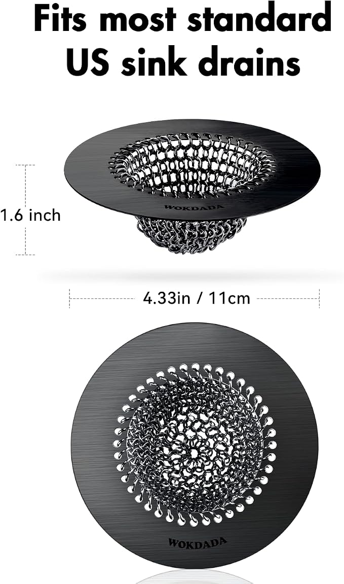 Black Kitchen Sink Strainer, Flippable Mesh Sink Drain Strainer, 304 Stainless - Image 4