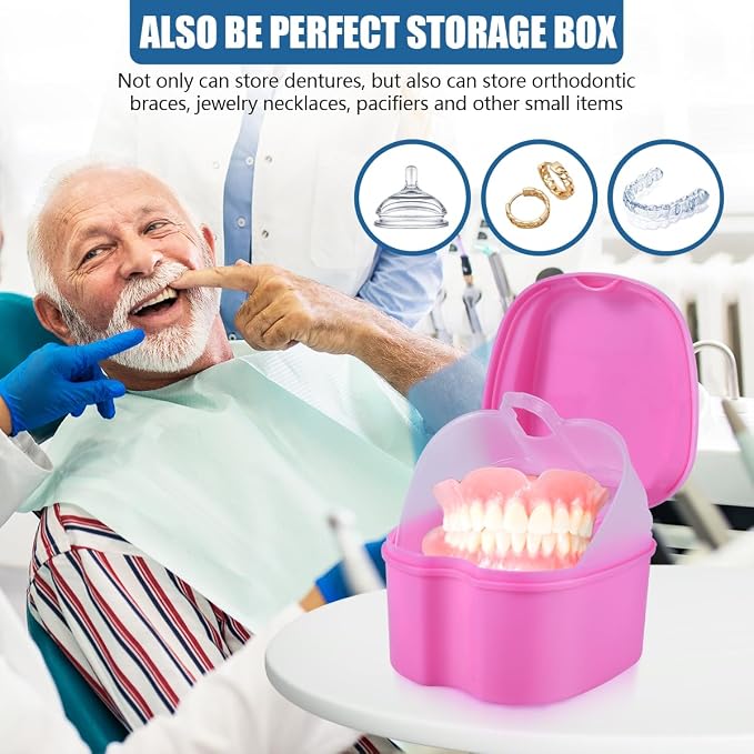 Pink Denture Bath Case Cup Box Holder Storage Container - Image 5