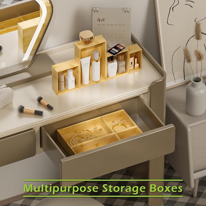 Bathroom Drawer Organizer Trays, Bamboo Silverware Drawer Organizer Kitchen - Image 3