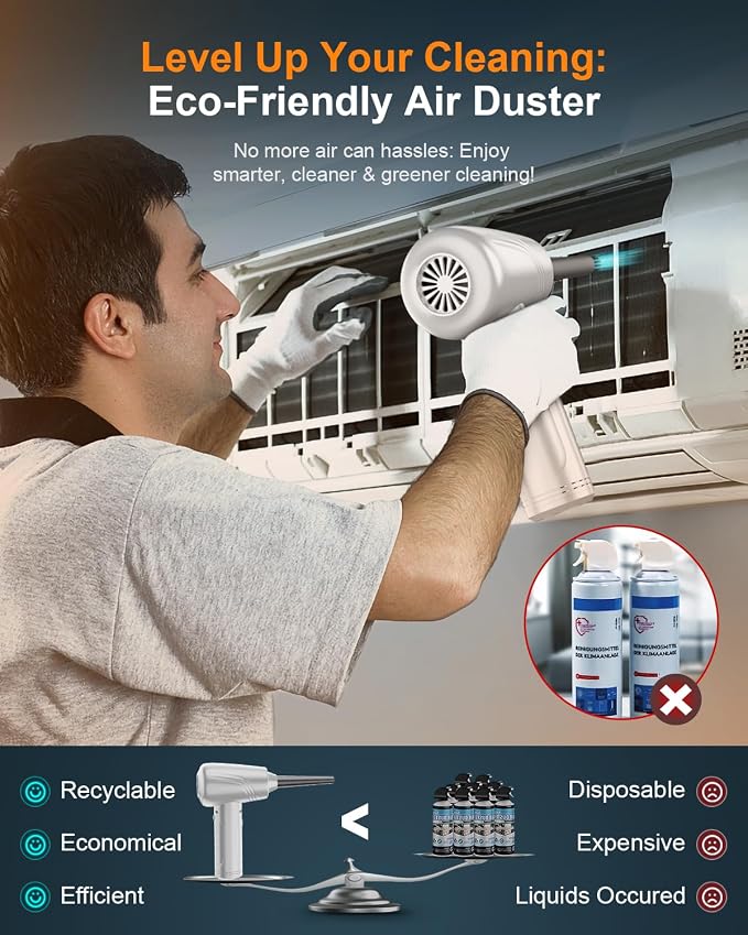 11-in-1 Compressed Air Duster, 3-Gear Adjustable 120000 RPM Electric Air Duster - Image 5