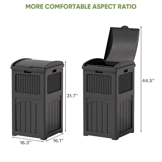 Patiowell 36 Gallon Outdoor Trash Can, Resin Outdoor Garbage Can - Image 7