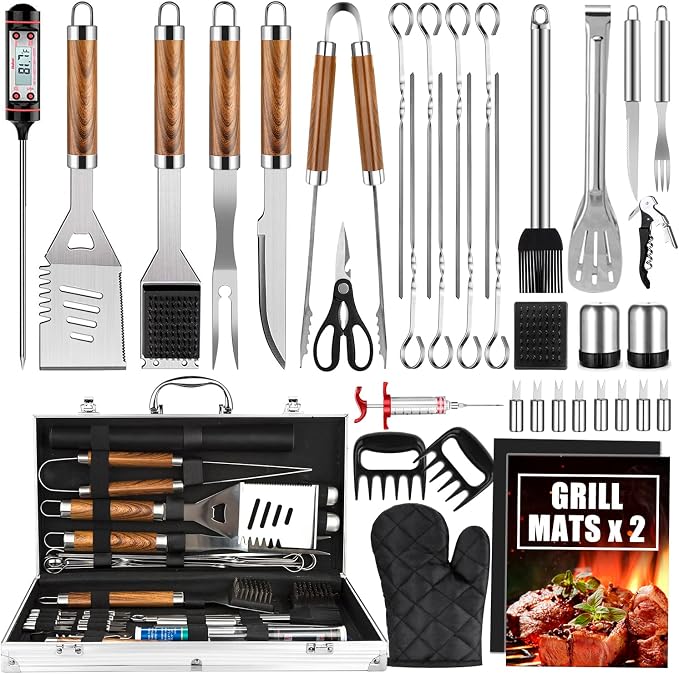 BBQ Grill Accessories Set, Thermometer, Grill Mats by Cifaisi
