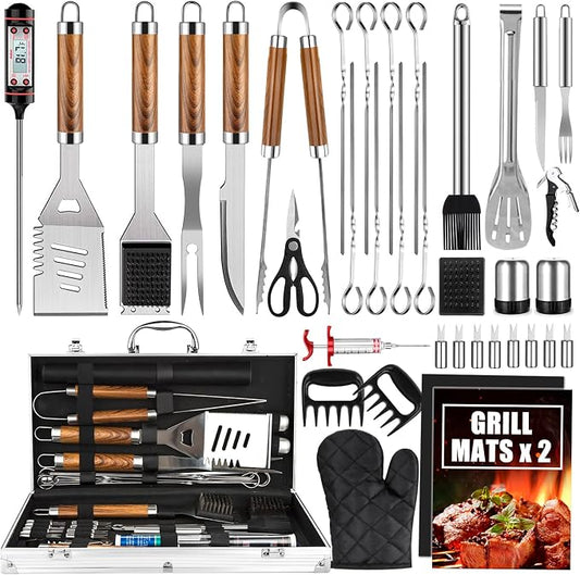 BBQ Grill Accessories Set, Thermometer, Grill Mats by Cifaisi