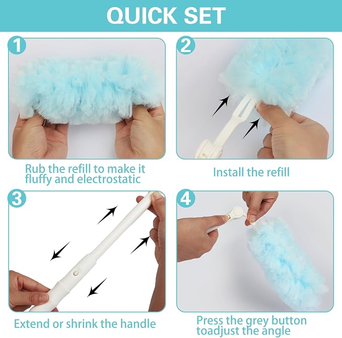 360° Duster Refills Kit for Swiffer Duster, 25 Pack & 1 Handle, Furniture and - Image 7
