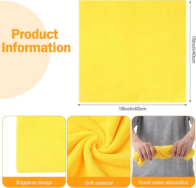 Tallew 16 Pcs Car Microfiber Towels Buffing Drying Wash Cleaning Cloths Plush - Image 3