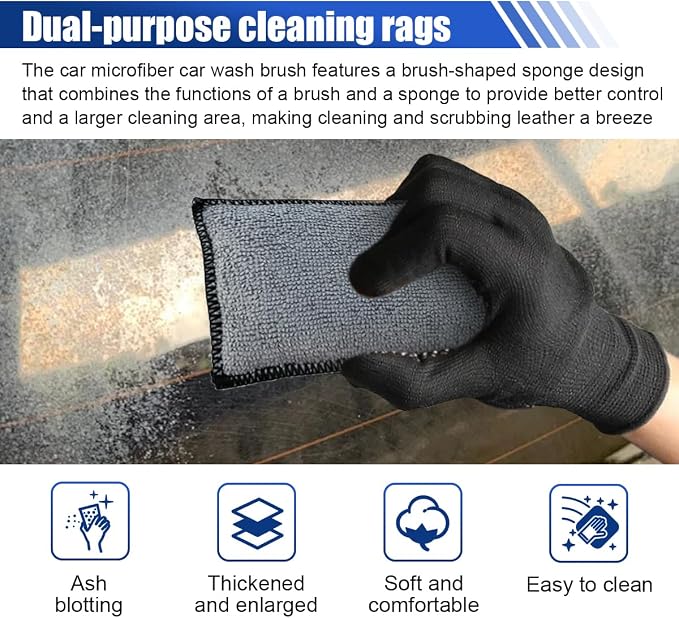 3PCS Car Interior Scrubbing Sponges, 5.5"×3.9" Microfiber Auto Cleaning - Image 3