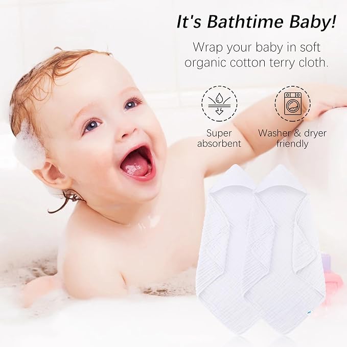 SWEET DOLPHIN Muslin Hooded Baby Bath Towels - Image 3