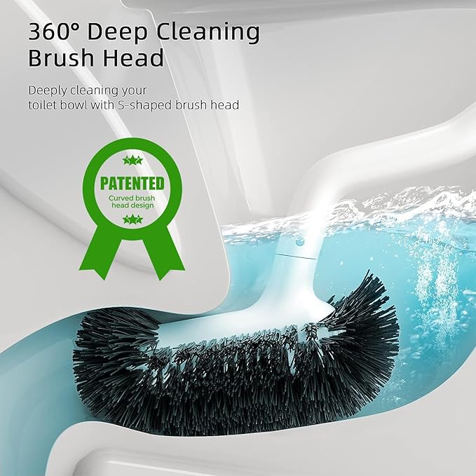 HAMITOR Toilet Bowl Brush Holder Set: 2 Pack Bathroom Deep Cleaning Toilet - Image 2