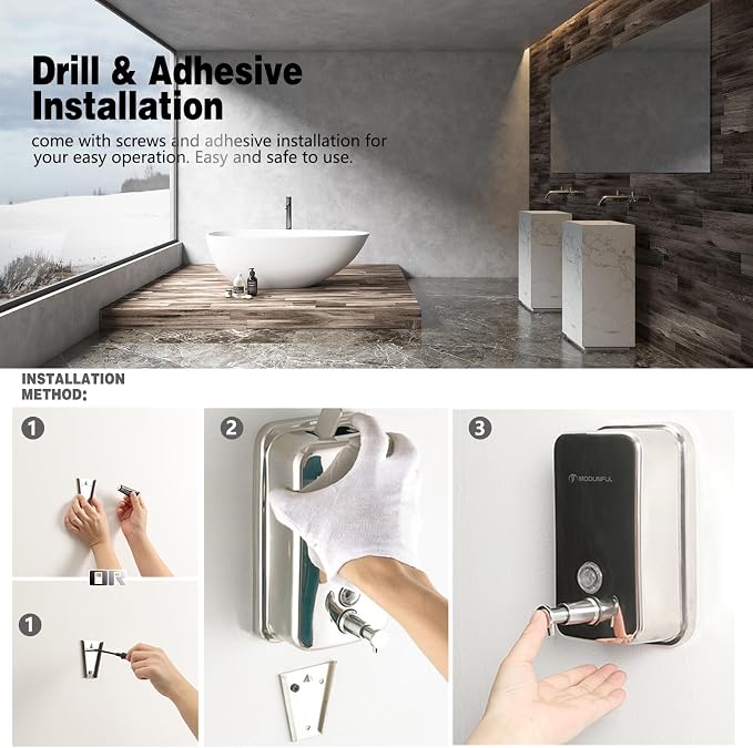 Stainless Steel Soap Dispenser for Home – 16.9oz Wall Mount, Anti-Leak Pump - Image 5