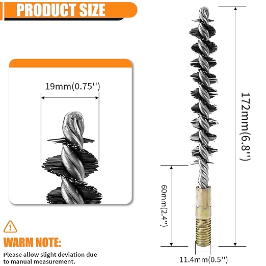 1Pc 18mm Round Tube Cylinder Bores Cleaning Wire Brush Stainless Steel - Image 2