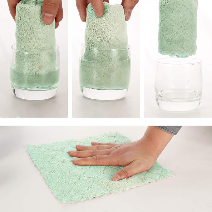 kimteny Cleaning Cloths Kitchen Towels Microfiber Washcloths Lint Free Dish - Image 3
