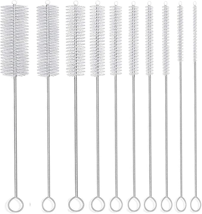 10" Tube Cleaning Brush Set, 5 Pack Large, Extra Long Nylon Straw Brushes - Image 2