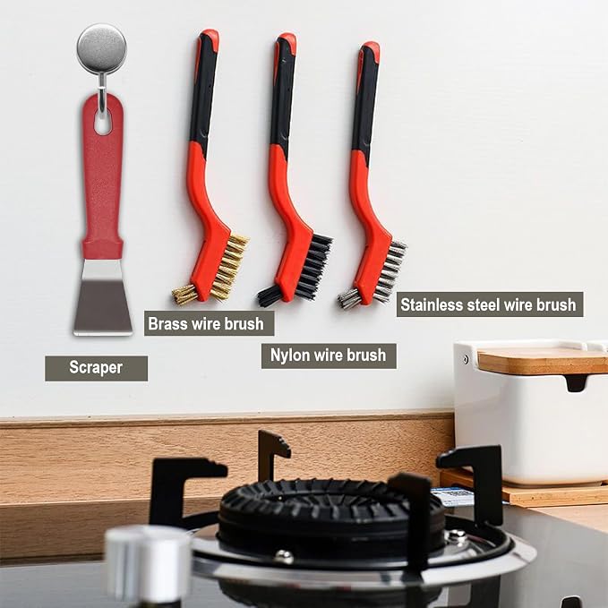 4 Pcs Kitchen Stove Cleaning Brush Set Brass Wire Brushes - Image 6