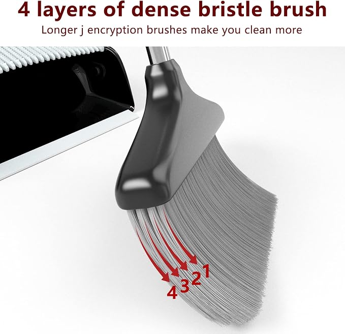 Broom with Dustpan Combo Set 54” Long Handle Household Dust Pan - Image 4