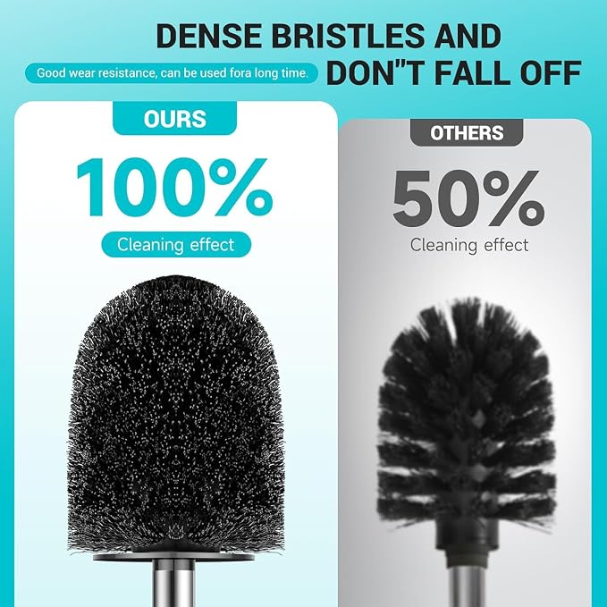 Compact Size Toilet Brush & Holder, 2 Pack, Stainless Steel Handle, Space Saving - Image 3