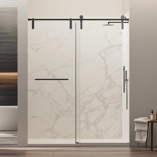 56-60" W x 76" H Frameless Single Sliding Shower Door, Bathroom Glass Shower by Unknown