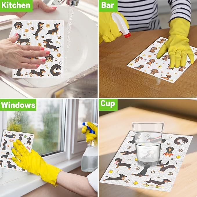 Dachshund Dog Gifts Swedish Dishcloths, 6 Pack Swedish Dish Cloths - Image 6