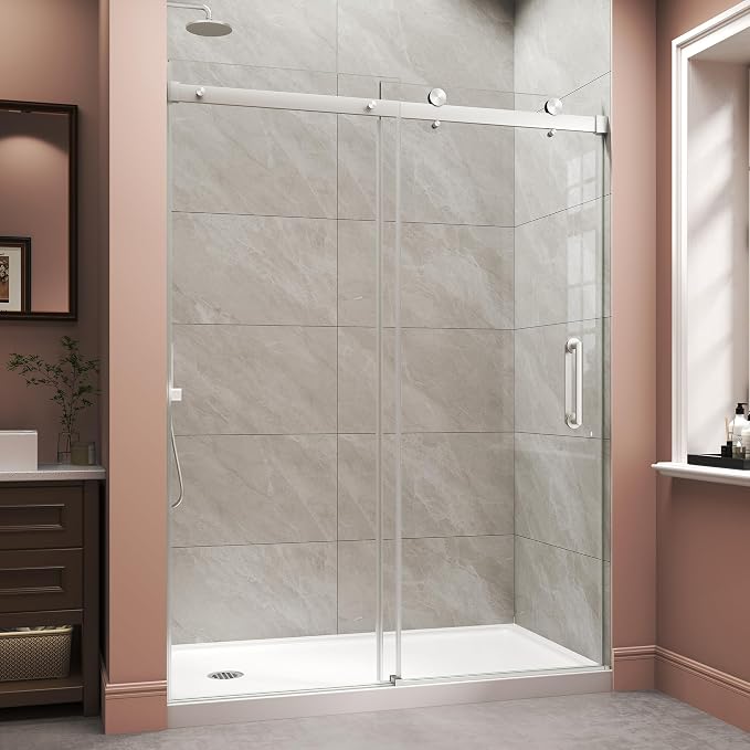 Frameless Shower Door, Single Sliding Glass Shower Door by LMLMD