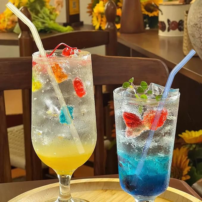 6-Pack Reusable Glass Straws Set, Cute Colorful Straws - Image 6