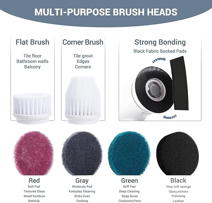 AIRSEE Electric Spin Scrubber, Cordless Power Rotating Brush, 2 Speeds - Image 3