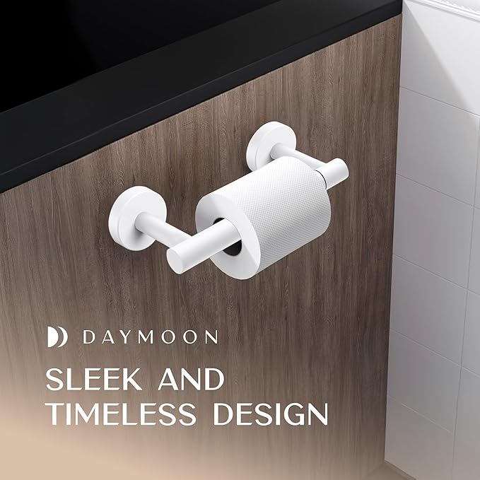 Day Moon™ Matte White Toilet Paper Holder Wall Mount - Image 2