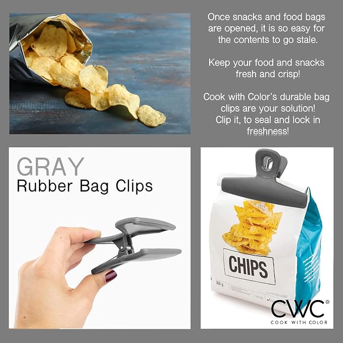 COOK WITH COLOR Bag Clips, Heavy Duty Chip Clip and Refrigerator Magnet Clips - Image 8