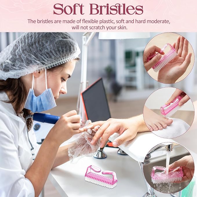 EBOOT 4 Pieces Handle Plastic Nail Brush Nail Hand Scrubbing Cleaning Brush - Image 3