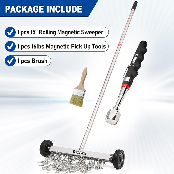 Toolwiz 15" Rolling Magnetic Sweeper 10lbs, - Image 8