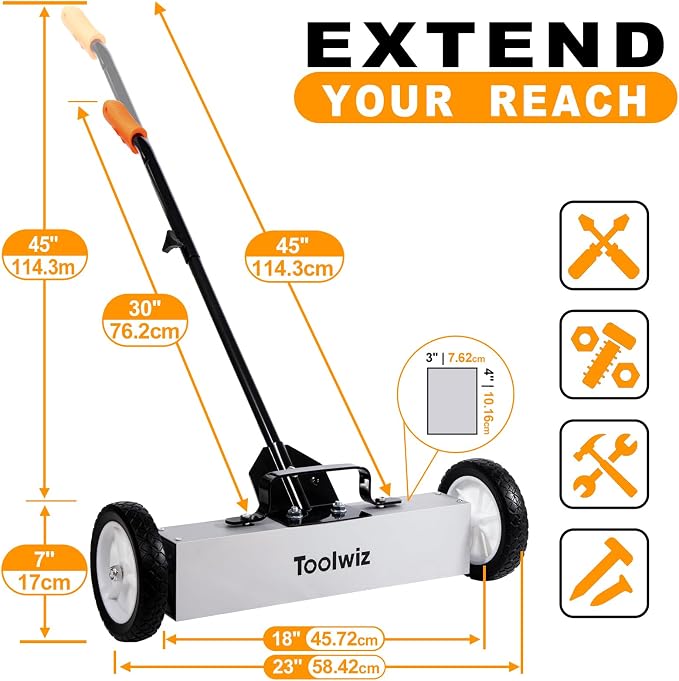 Toolwiz 18 Inches 26 Lbs Magnetic Sweeper Magnetic Pickup Tool - Image 3