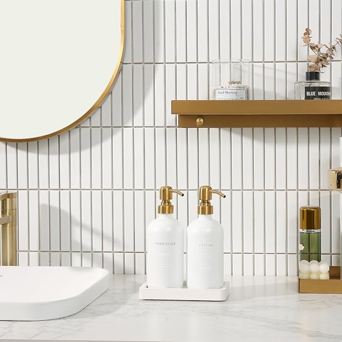 Gold Soap Dispenser Bathroom Set, Hand and Lotion Dispenser - Image 2