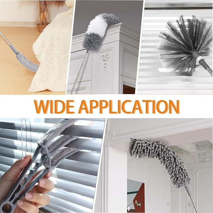Microfiber Feather Duster Kit, Bendable Reusable Washable Cobweb Duster - Image 7