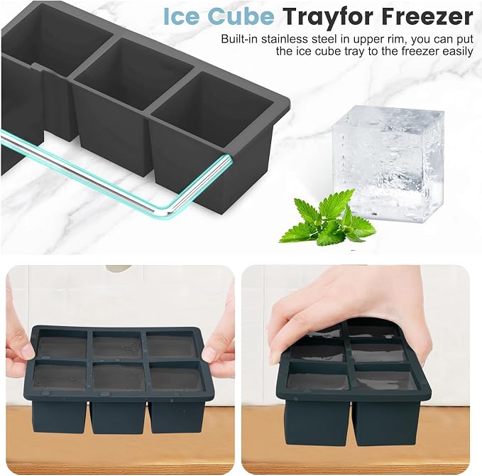 Large Silicone Ice Cube Tray 3Pack, SAWNZC Big Square Ice Cube Molds - Image 5